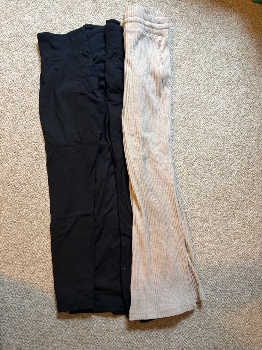 Abercrombie kids Black Leggings & Cream Ribbed Pants